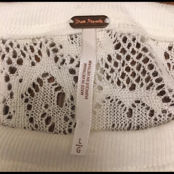 Free People Cream Lace Sweatshirt Boho Festival L - Picture 8 of 8
